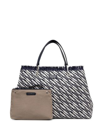 Emporio Armani Borsa tote con frange - Blu