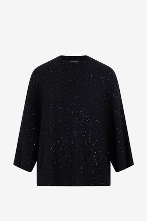 Fabiana Filippi Cape-Kurzarm-Pullover aus Wollmix mit Pailletten