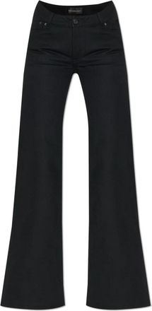 Balenciaga Wollen broek - Dames - Wijde Broeken - Zwart - M - Wol - Broeken