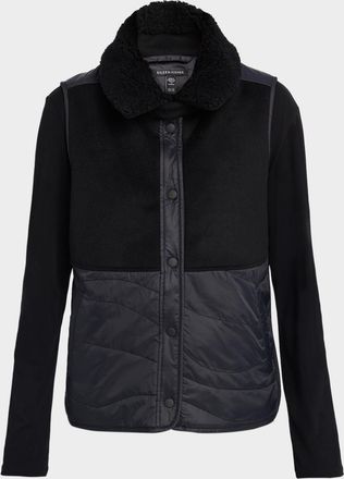 Eileen Fisher Quilted Fleece-Trim Vest