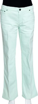 Roberto Cavalli Light Green Denim Straight Leg Jeans