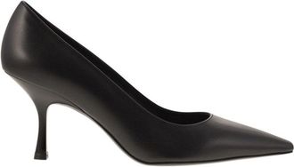 Stuart Weitzman Pointed-Toe Leather Décolleté With Retro Heel
