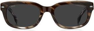 BOSS 53mm Rectangular Sunglasses in Brown Shaded Grey at Nordstrom Rack