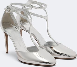 Ferragamo Tildea metallic leather slingback pumps