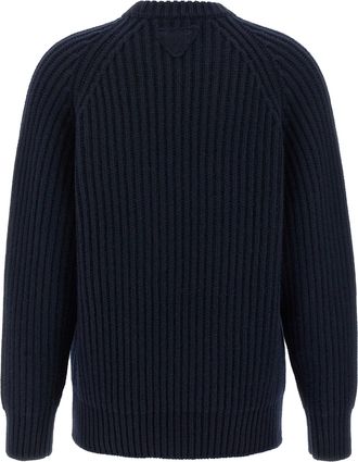 Prada Metal Brooch Detail Sweater - Navy
