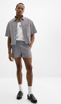 Le 31 Mens Pyjama-striped poplin short Inseam: 4
