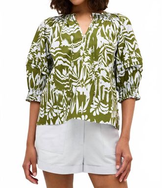Marie Oliver Lara V-Neck Top In Emerald Whisper