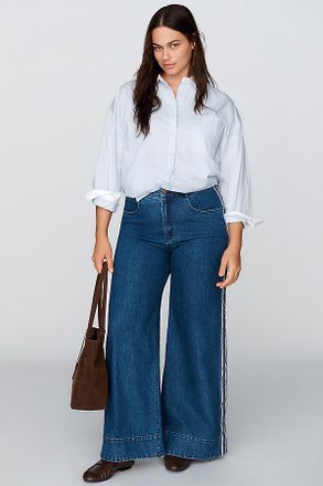 Pilcro Azura High Rise Wide Leg Track Stripe Jeans