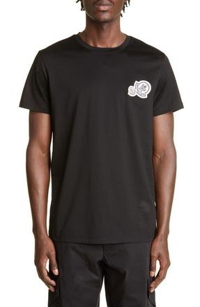 Moncler Mens Double Logo Patch Cotton T-Shirt in Black at Nordstrom, Size X-Large