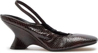 Dries Van Noten 75 Python-effect Leather Slingback Wedge Sandals - Dark Brown - 36 (IT36 / UK3)