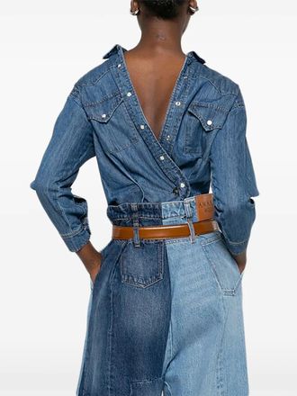 A.W.A.K.E. Denim blouse met knoop - Blauw