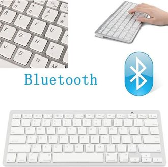 Trade Shop Trade Shop - Teclado Inal&aacute;mbrico Qwerty Bluetooth Para Tablet, Smartphone, Smart Tv, Pc, Slim Blanco