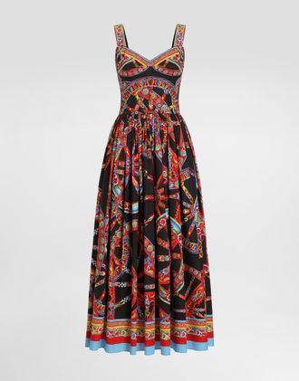 Dolce & Gabbana Carretto-print Poplin Dress - Woman Dresses Multi-colored 40