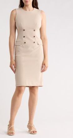Calvin Klein Button Sheath Dress in Khaki at Nordstrom Rack, Size 16