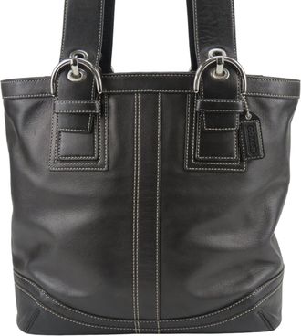 Coach Black Leather Tote Bag (Pre-Owned)