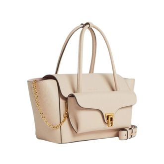 Coccinelle Double Beat Medium - Dames - Handtassen - Beige - ONE Size - Leer - Tassen