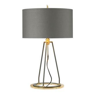 Loops Table Lamp Grey with Metallic Gold Lining Shade Dark Grey Gold LED E27 60W