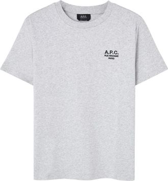 A.P.C. T-shirt met borduursel - Heren - T-shirts - Grijs - XS - Katoen - Tops