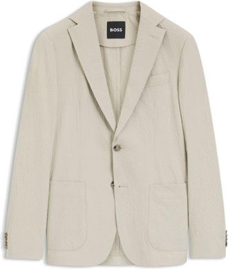 BOSS Slim-fit jacket in stretch-cotton seersucker