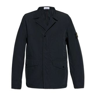 Stone Island Light Jackets, male, Black, Size: 2XL Lightweight Jacket With Logo Patch