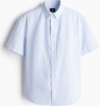 H&M Kurz&auml;rmeliges Oxford-Hemd in Regular Fit - Blue