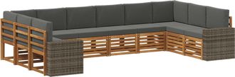 vidaXL Conjunto De Sof&aacute;s De Exterior 10 Uds. Natural Y Antracita Vidaxl