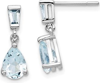 Diamond2Deal 14k White Gold Aquamarine Dangle Earrings