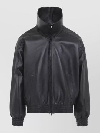 Balenciaga lamb leather high-neck jacket
