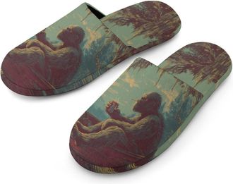 Generic Bigfoot Fishing Drinking Smoking Mens House Slippers Slip Indoor Slipper On Shoes Warm Outdoor