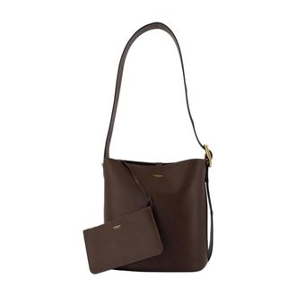 Coach Tassen, Dames, Bruin, ONE Size, Leer, Bruine leren schoudertas