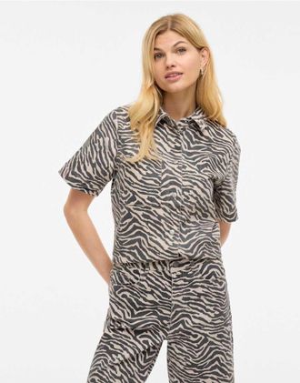 Vila Camicia in denim beige-Neutro