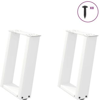 vidaXL Patas Para Mesa De Centro En Forma De U (2 Unidades), Color Blanco, 28 X (42-43) Cm, Acero Vidaxl