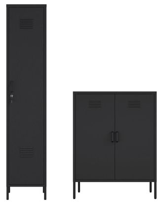 Manhattan Comfort 2Pc Naomi Modern Accent Cabinet & Storage Cabinet With 8 Adjustable Shelves