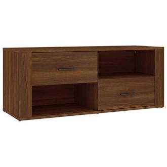 Berkfield Home TV Cabinet Brown Oak 100x35x40 cm Engineered Wood | Size: 100 x 35 x 40 cm