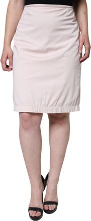 Gianfranco Ferre Cotton Stretch Mid Waist Pencil Cut Womens Skirt (Pre-Owned)