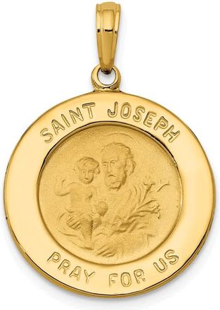 Diamond2Deal 14k Yellow Gold and Satin Solid Saint Joseph Medal Round Pendant