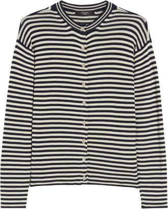 Max Mara Blauwe Katoenen Vest met Ruwe Strepen - Dames - Vesten - Veelkleurig - L - Katoen - Truien & Vesten
