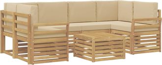 vidaXL Conjunto De Sof&aacute;s De Exterior 7 Uds. Y Beige Poli&eacute;ster Vidaxl