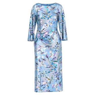 Marc Cain Midi jurk met plooien - Dames - Jurken - Blauw - Maat: L Zijde