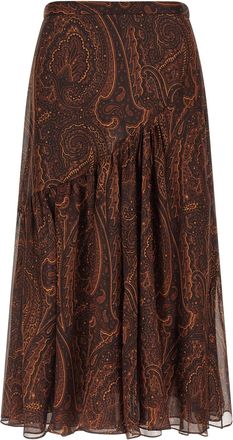 Etro Paisley Silk Skirt - Brown