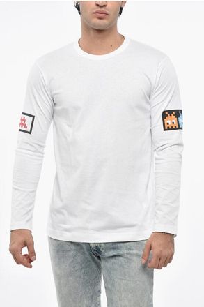 Comme Des Gar&ccedil;ons SHIRT Long Sleeved Crew-neck T-Shirt with Contrasting Print size S