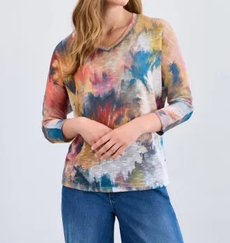 FDJ Fall Bouquet Top In Multi