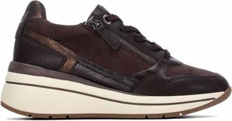 Xti Womens Casual Wedge Lace-Up Sneakers In Brown