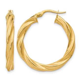 Diamond2Deal 14K Yellow Gold Twisted Round Hoop Earrings