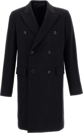 Paul Smith Blue Double-Breasted Wool-Blend Long Coat