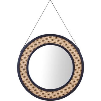 Beliani Beliani - Espejo De Pared Decorativo Estilo Boho Con Forma Redonda Y Marco De Rat&aacute;n Natural &Oslash; 70 Cm Cambrai