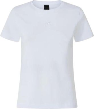 Pinko Pinko, Tops, Dames, Wit, S, Denim, T-Shirt Jersey Patch