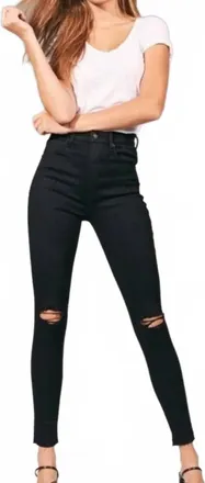 Abercrombie & Fitch Ripped Ultra High Rise Super Skinny Jeans In Black