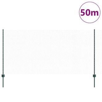 Berkfield Home Green Fence Posts 11 pcs U-Channel Green 120 cm Steel, Hexagon Fe