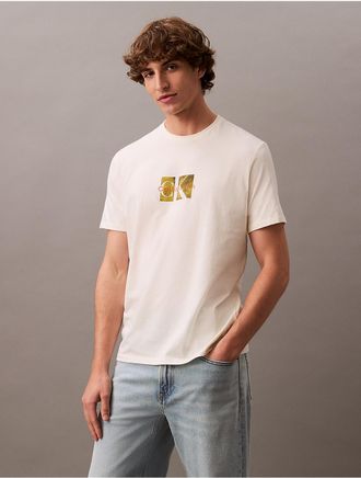 Calvin Klein Jeans Calvin Klein Mens Box Logo Overlay Classic Crewneck T-Shirt - White - XS